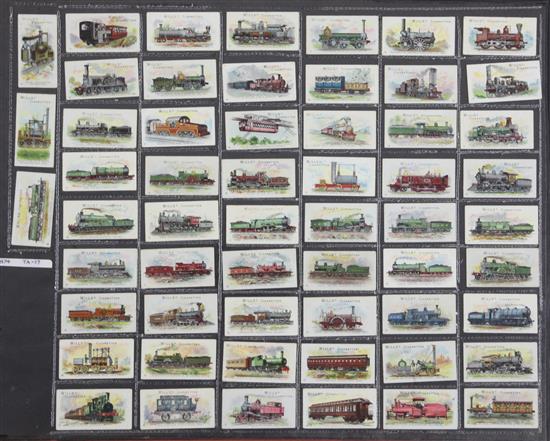 Two folio albums of cigarette cards on the theme of Railways, Motoring, etc.